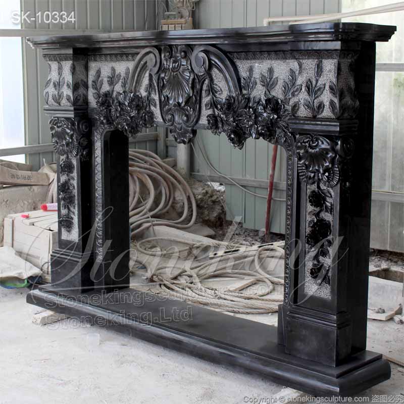 Factory Supplier Natural Marble Antique Black Fireplace Mantel Ideas for home decoration for sale 