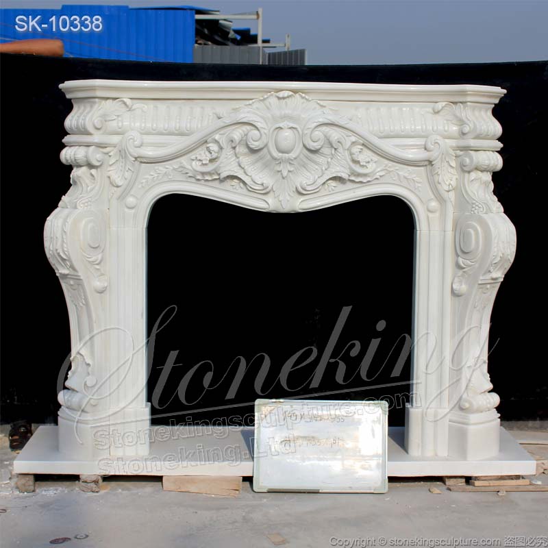 Factory Wholesale Antique White Marble French Style Fireplace Surround Ideas for Indoor Room decor