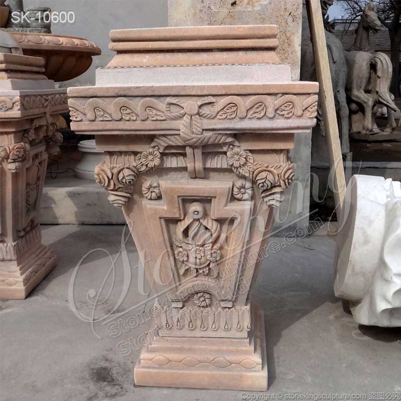 Hand Carved Solid Marble Outdoor Garden Pedestal Base for Statue or Planter for sale