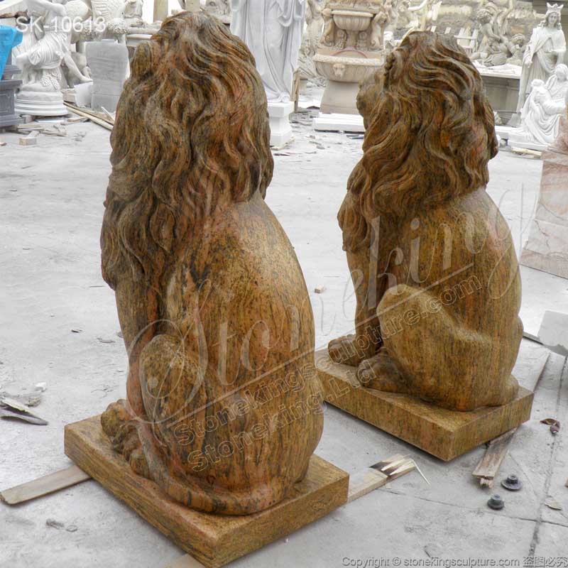  Factory Price Cheap Natural Marble Garden Lion Statues for Outside House for sale 