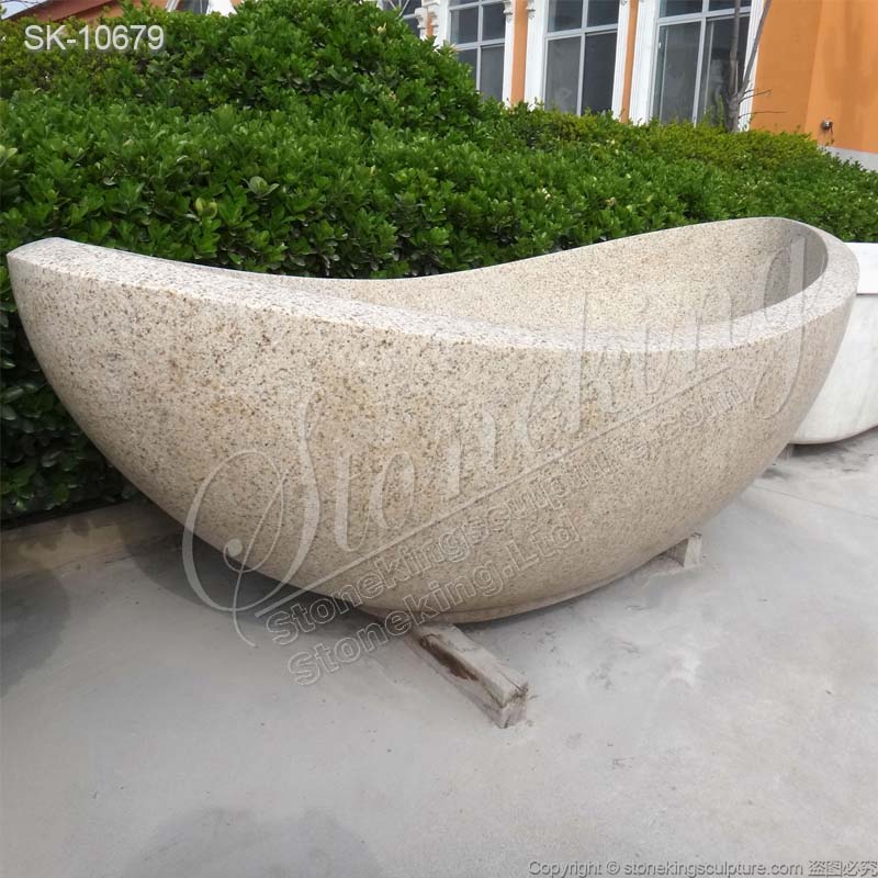 Factory Supplier Natural Stone Oval Freestanding Solid Granite Bathtub for sale 