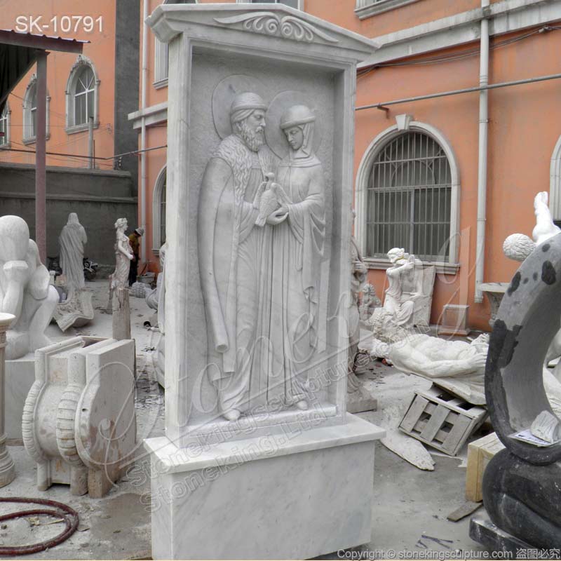 Manufacturer Religious Marble Low Relief Sculpture of Peter and Fevronia Carving for sale