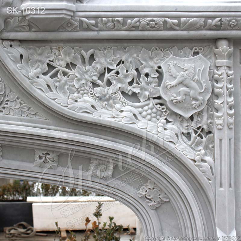 Overmantel White Marble Custom Fireplace Surround Mantel Shelf for Home Decor for sale 