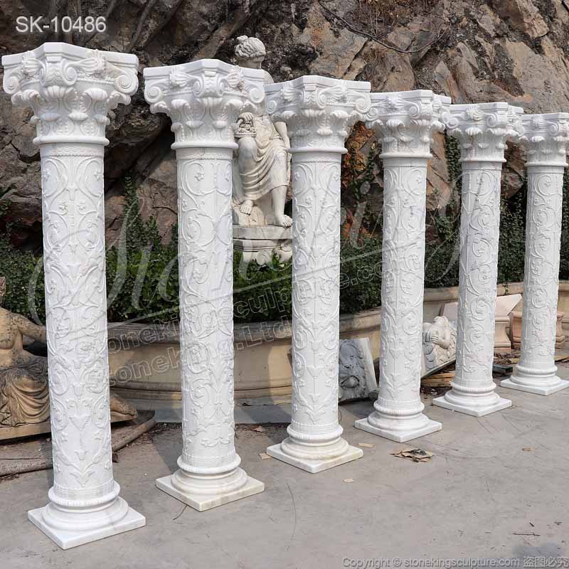 Factory Supplier Natural Stone Columns of White Marble for Front Porch and Buildings for sale