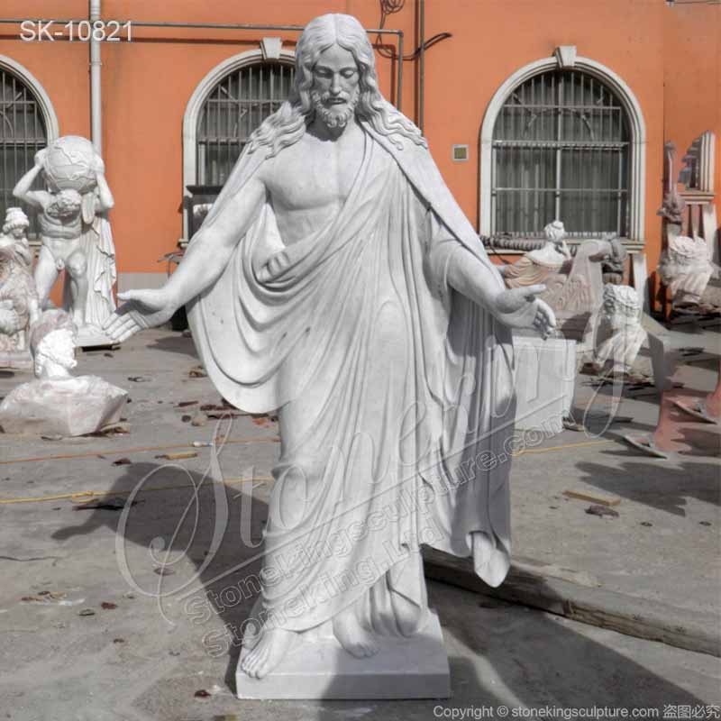 White Marble Religious Statue of Jesus Christ with Open Arms for Garden or Church for sale