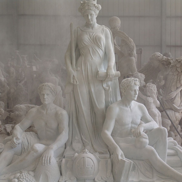 Construction cases of white marble sculptures in Canadian clients