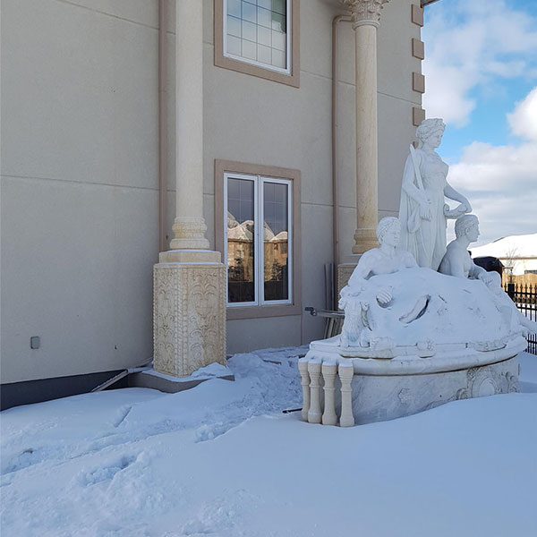 Construction cases of white marble sculptures in Canadian clients