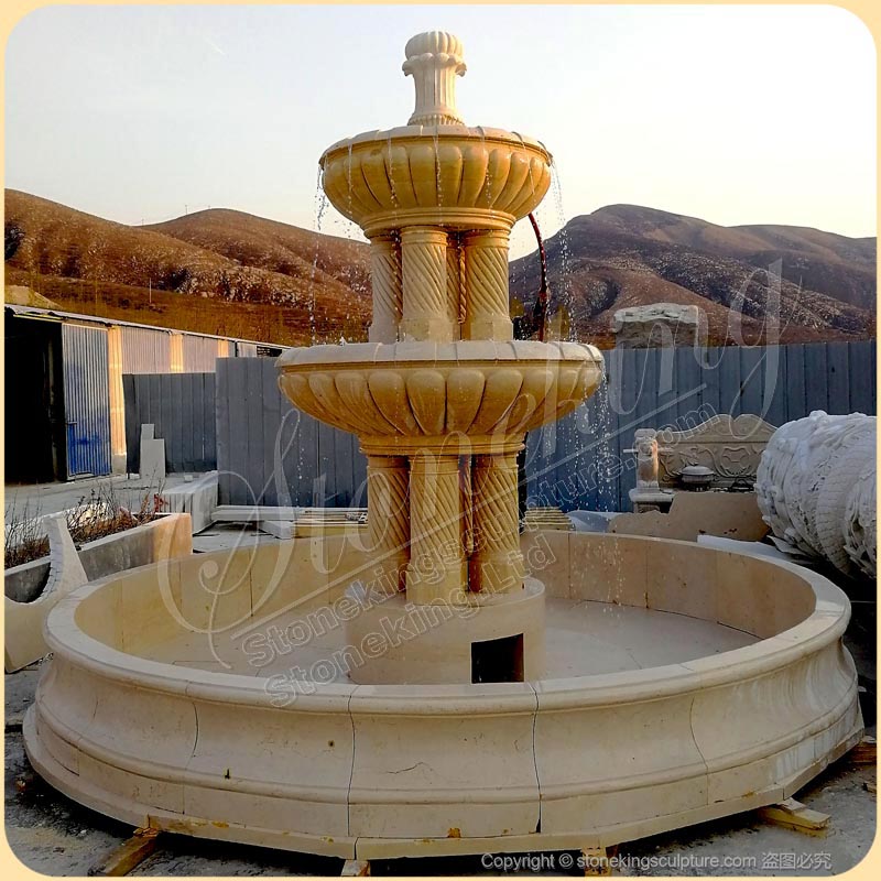 Large Outdoor Marble Column Water Fountain for garden and patio decor for sale SK-10164