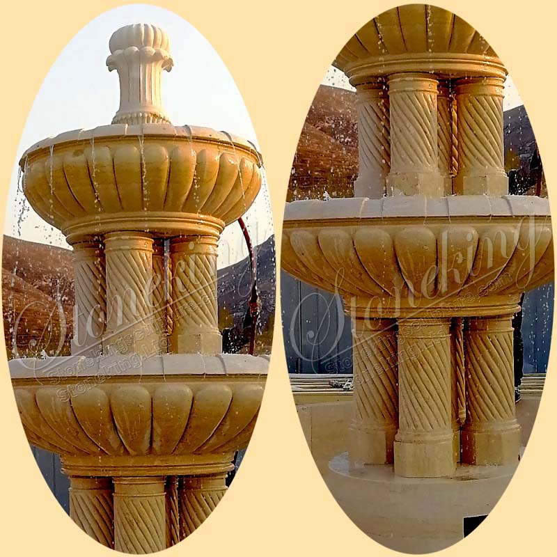 Large Outdoor Marble Column Water Fountain for garden and patio decor for sale SK-10164