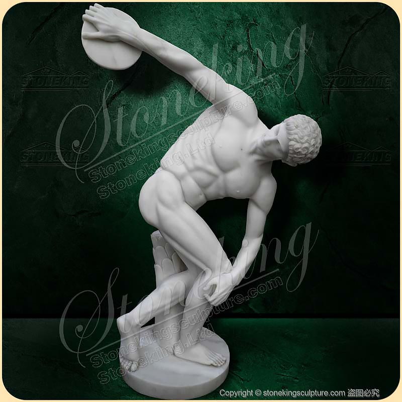 Famous Greek Sculpture Marble Discobolus Discus Thrower Nude Male Athlete Statue for sale SK-10053