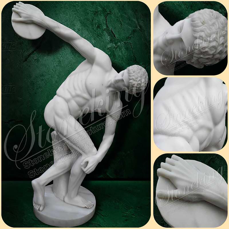 Famous Greek Sculpture Marble Discobolus Discus Thrower Nude Male Athlete Statue for sale SK-10053