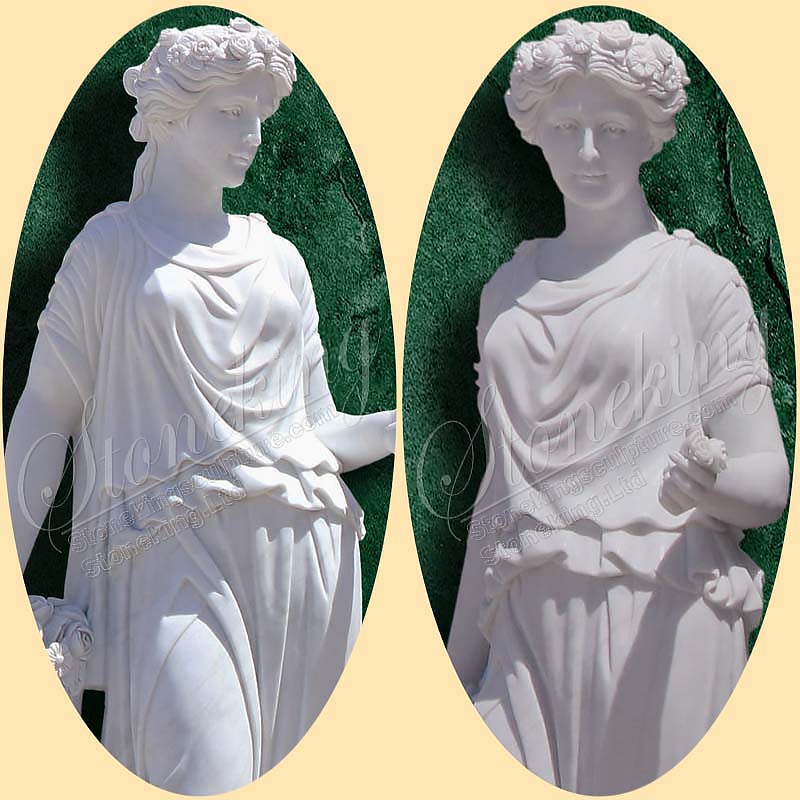 Classical Marble Female Garden Statue with Flowers manufacturer for Sale SK-10057