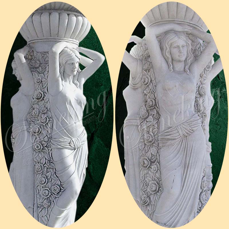 China Supplier Outdoor Garden Ornaments White Marble Water Fountain SK-10198