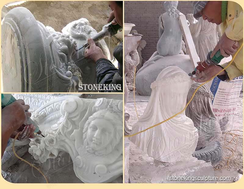 China Supplier Outdoor Garden Ornaments White Marble Water Fountain SK-10198