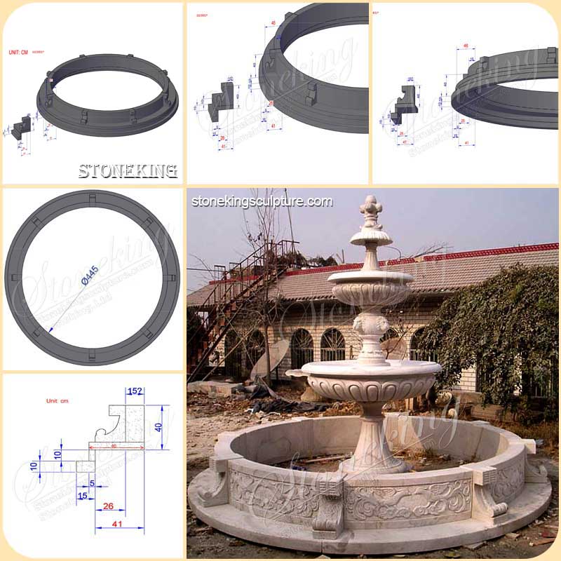 Best Outdoor Egyptian Beige Marble Water Fountain with Griffins Manufacturer SK-10176