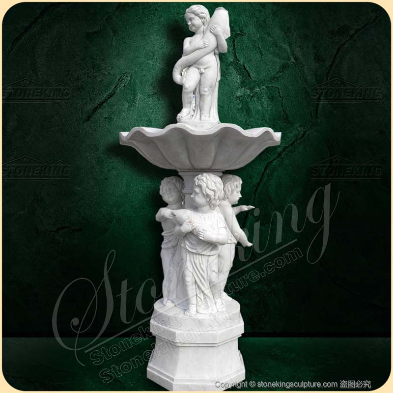 Factory Price Outdoor Courtyard White Marble Children Water Fountain SK-10204