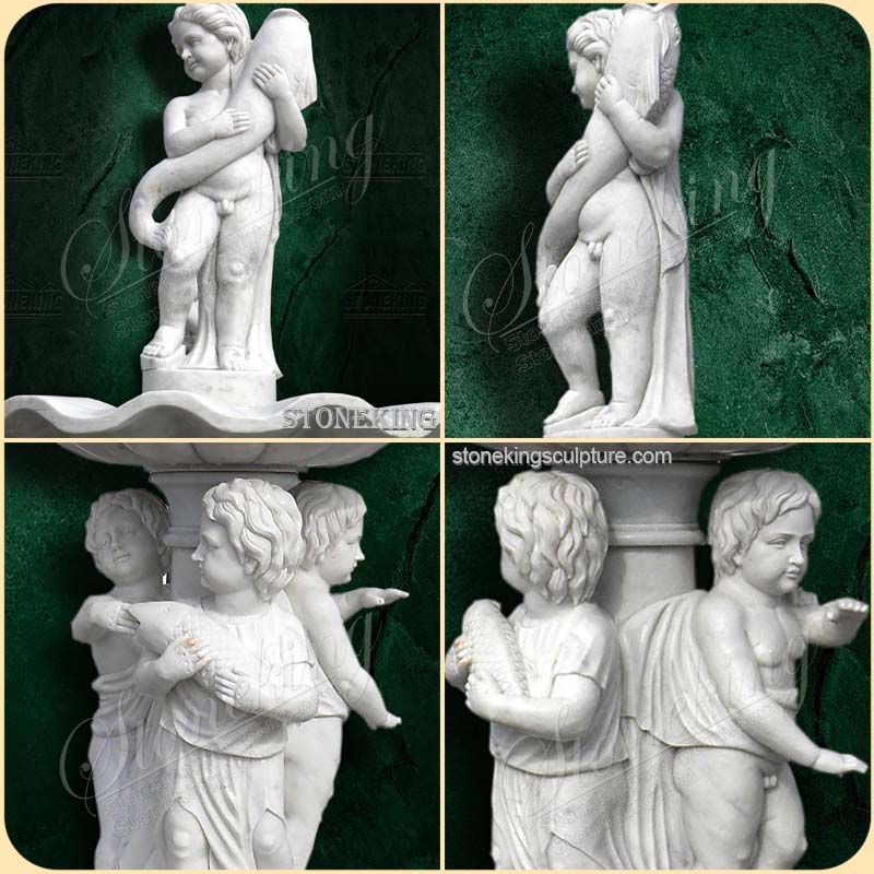 Factory Price Outdoor Courtyard White Marble Children Water Fountain SK-10204