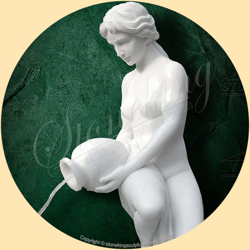 Wholesale Hand Carved Nude Woman Statue White Marble Water Fountain SK-10207