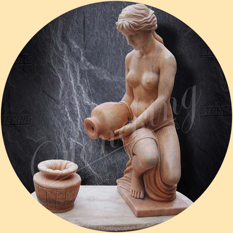 Wholesale Hand Carved Nude Woman Statue White Marble Water Fountain SK-10207