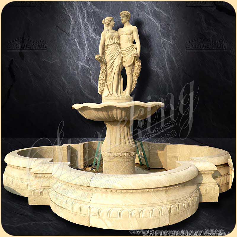 Outdoor Park Decor of Lovers Statue Natural Marble Water Fountain SK-10252