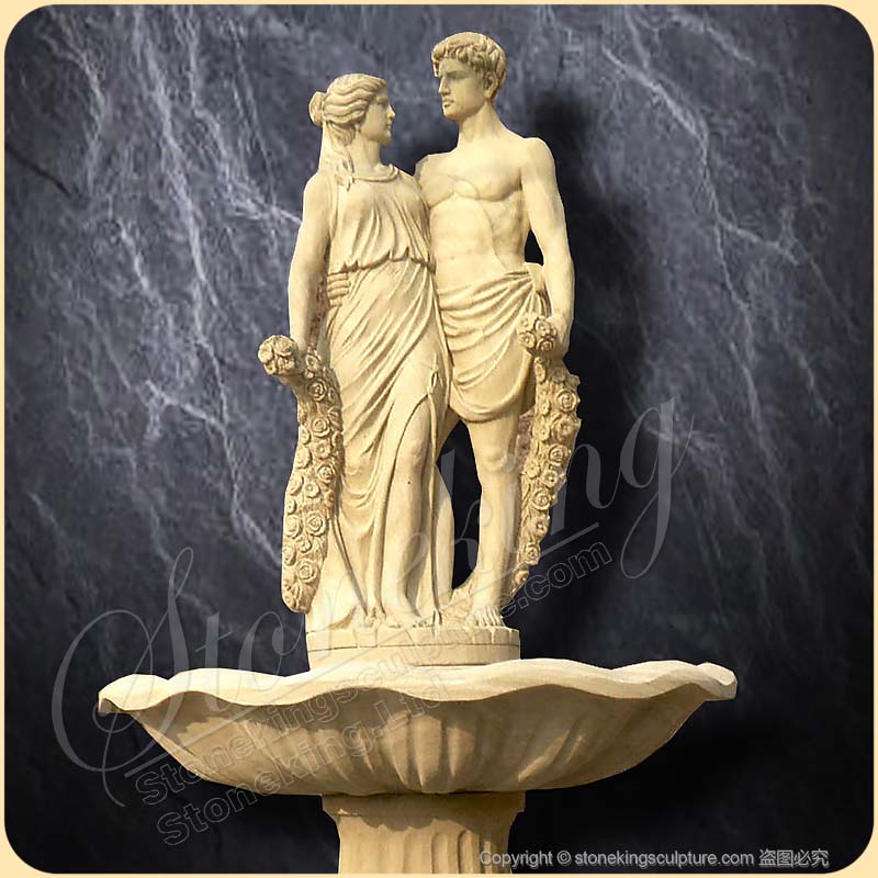 Outdoor Park Decor of Lovers Statue Natural Marble Water Fountain SK-10252