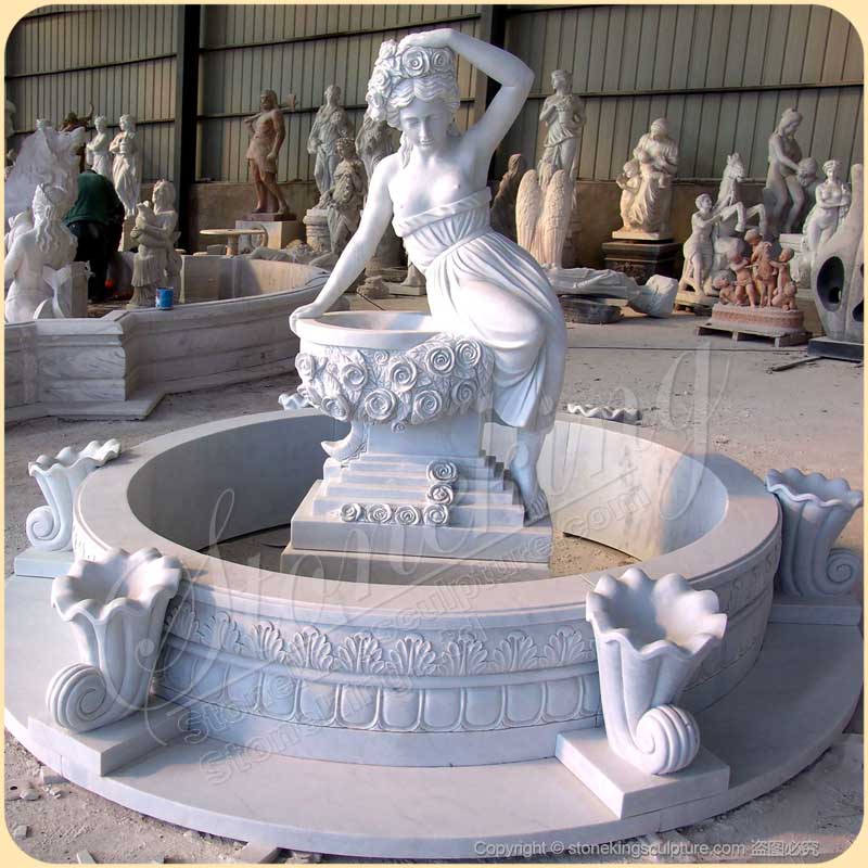 Factory Price Front Yard Natural Marble Lady Statue Water Fountain SK-10181