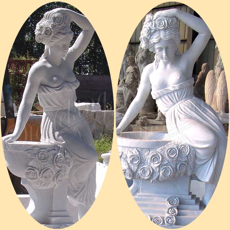 Factory Price Front Yard Natural Marble Lady Statue Water Fountain SK-10181