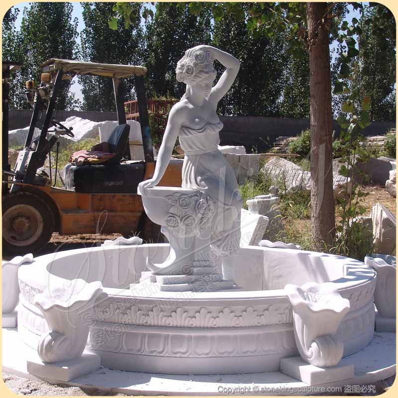 Factory Price Front Yard Natural Marble Lady Statue Water Fountain SK-10181