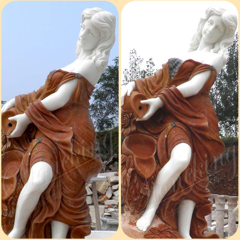 Outdoor or Indoor Decor Marble Woman Statue Water Fountain for sale SK-10270