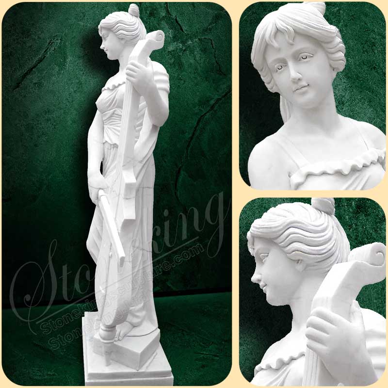 Handcrafted Musician Woman Playing Cello Marble Statue for outdoors or indoors SK-10067