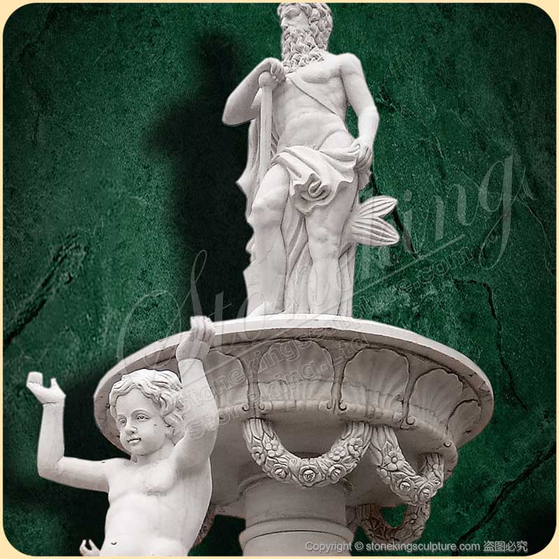 Landscape Grand White Marble Neptune Water Fountain for park or lawn decor