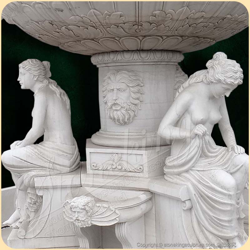 Landscape Grand White Marble Neptune Water Fountain for park or lawn decor