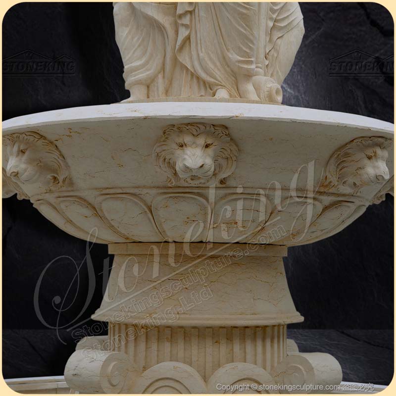 Outdoor Natural Beige Marble Woman Statues Water Fountain for Backyard or Patio decoration