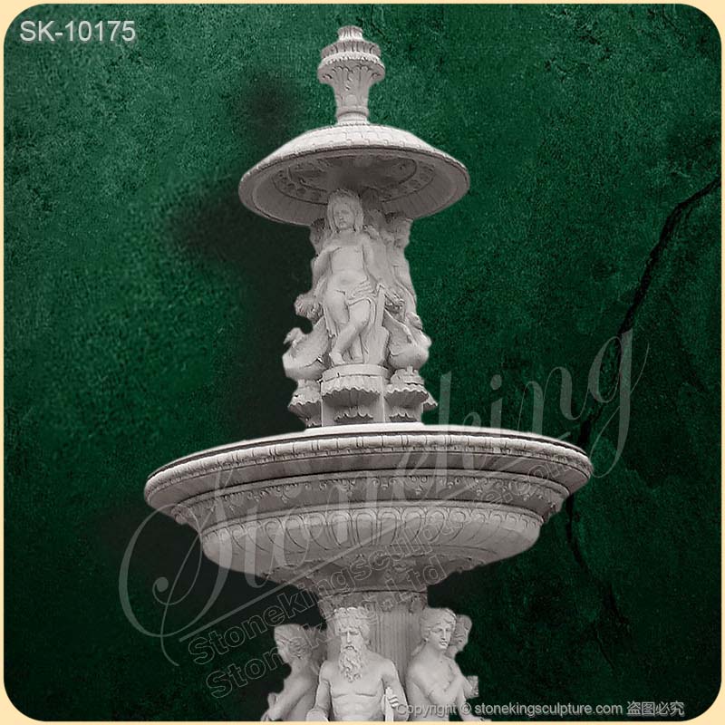 Factory Supply Large Garden Decoration Hand Carved White Marble Fountains for outdoor landscaping