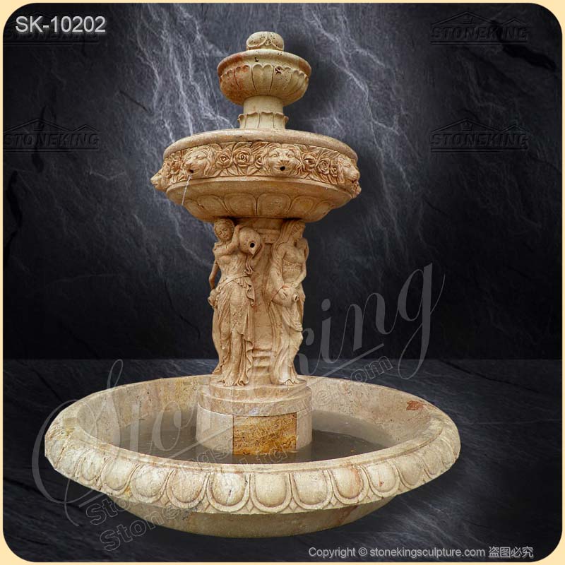 Top Quality Backyard Handmade Marble Water Fountain with Woman Sculptures for sale