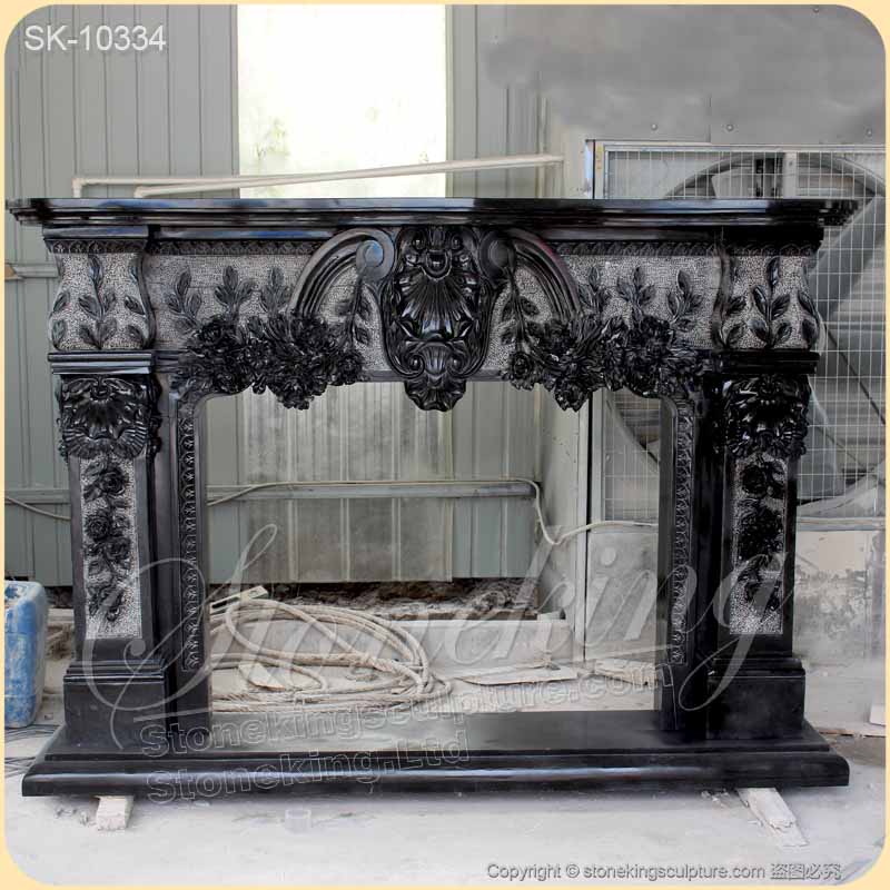 Factory Supplier Natural Marble Antique Black Fireplace Mantel Ideas for home decoration for sale