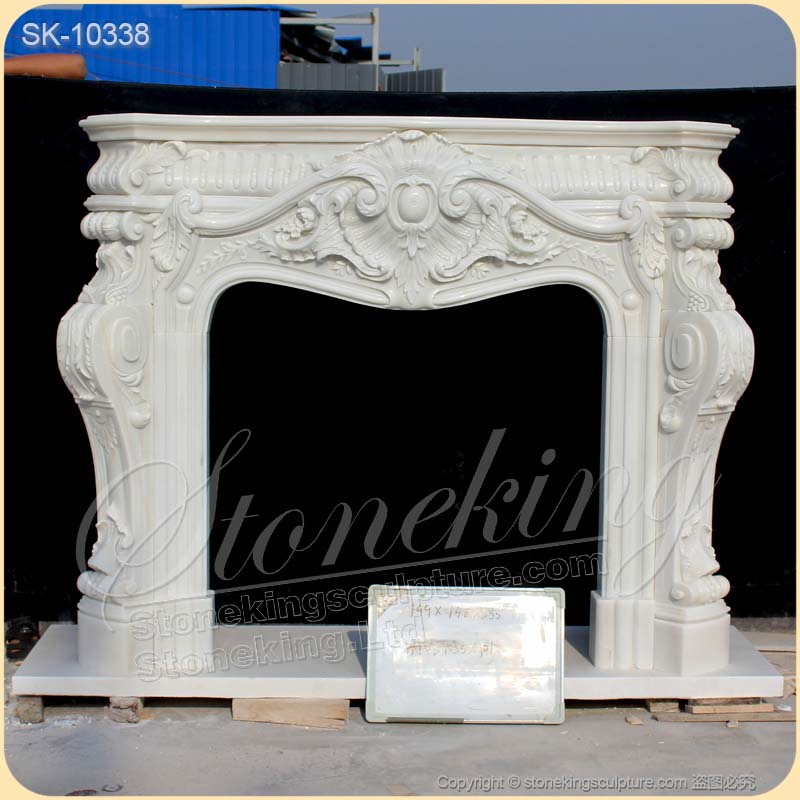 Factory Wholesale Antique White Marble French Style Fireplace Surround Ideas for Indoor Room decor