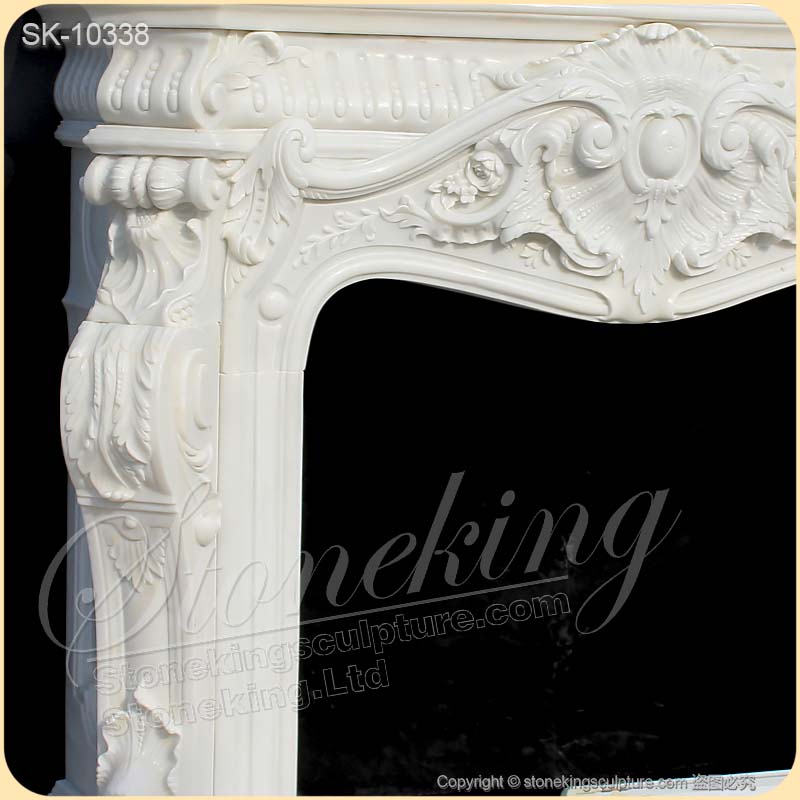 Factory Wholesale Antique White Marble French Style Fireplace Surround Ideas for Indoor Room decor