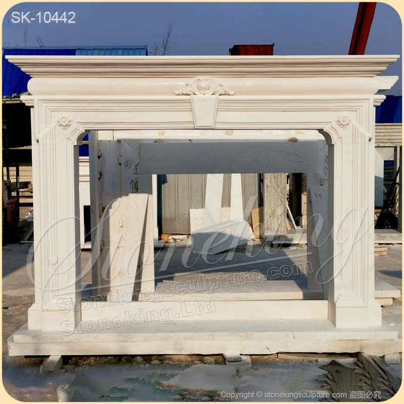 Manufacturer Hand Carved White Modern Marble Fireplace Surround of Bolection Design for sale