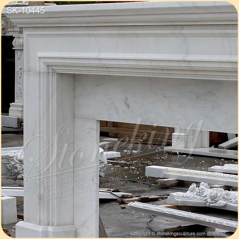 Factory Price White Marble Modern Fireplace Mantel Shelf for indoor or outdoor decoration for sale