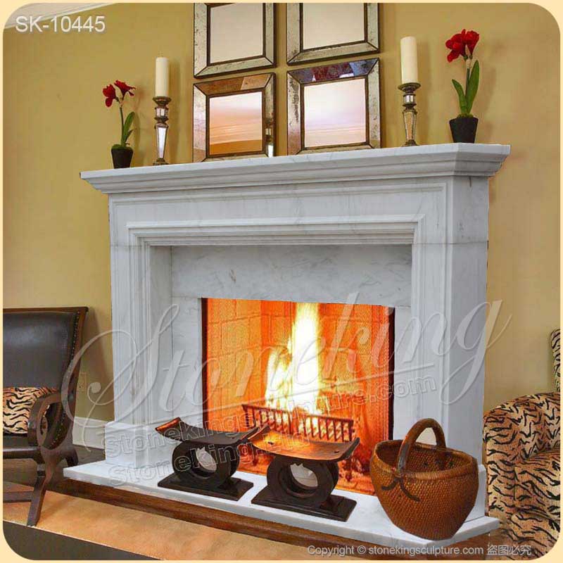 Factory Price White Marble Modern Fireplace Mantel Shelf for indoor or outdoor decoration for sale