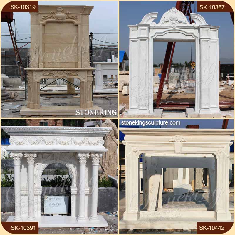 Bolection Moulding Natural White Marble Simple Modern Fireplace Surround Design for home decoration