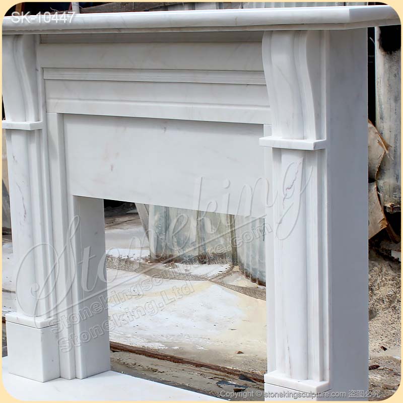 Indoor Decoration White Marble Modern Contemporary Fireplace Surround Design with corbels