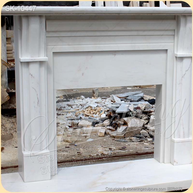 Indoor Decoration White Marble Modern Contemporary Fireplace Surround Design with corbels