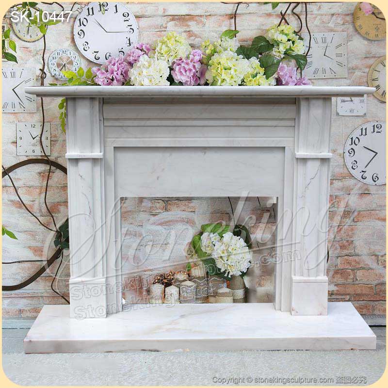 Indoor Decoration White Marble Modern Contemporary Fireplace Surround Design with corbels