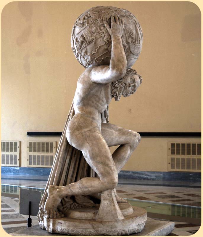 Famous Marble Greek Titan Atlas Statue Holding the World for outdoor garden decoration for sale