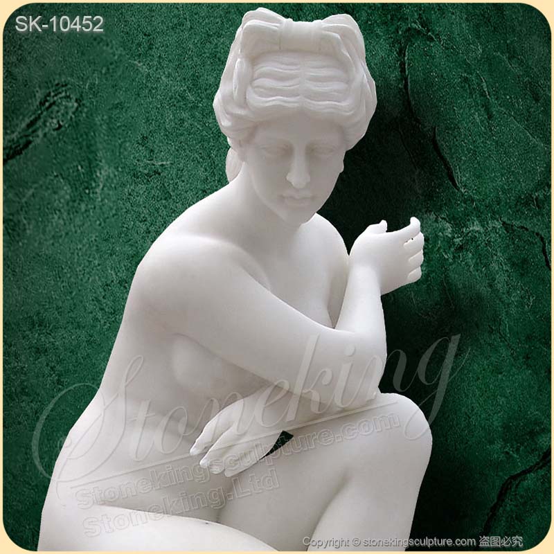 Famous Life Size White Marble Nude Crouching Venus Statue or Crouching Aphrodite Statue for sale