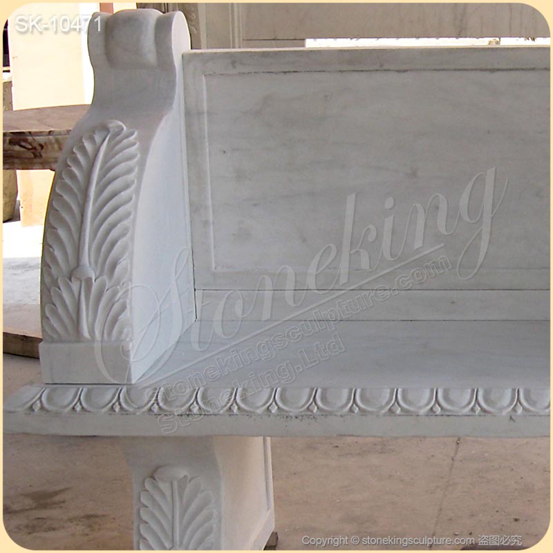 Factory Price Handcrafted White Marble Garden Bench for outside decoration for sale