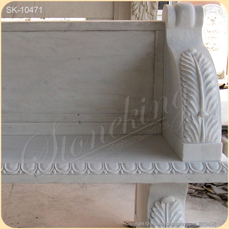 Factory Price Handcrafted White Marble Garden Bench for outside decoration for sale