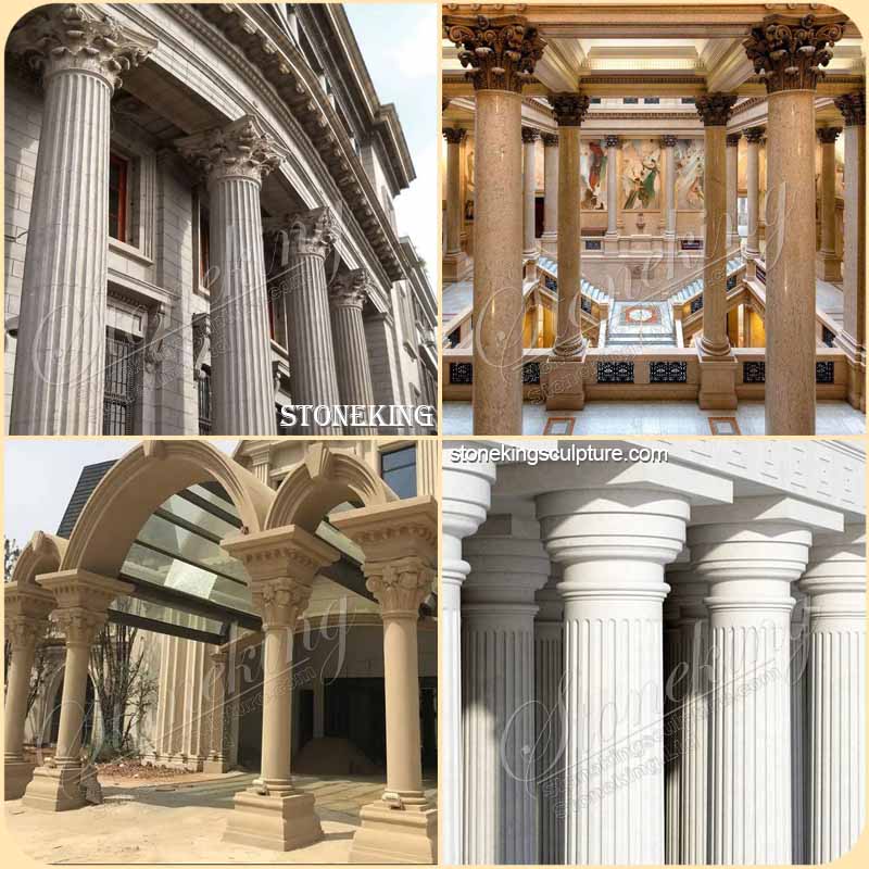 Top Quality Architectural Natural White Marble Column with Corinthian Style Capital for sale